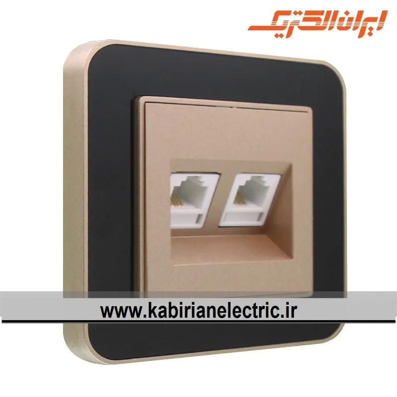 KB-000419 سوکت تلفن دوتایی ارس بژ زه مشکی میانی بژ ایران الکتریک - تصویر 1