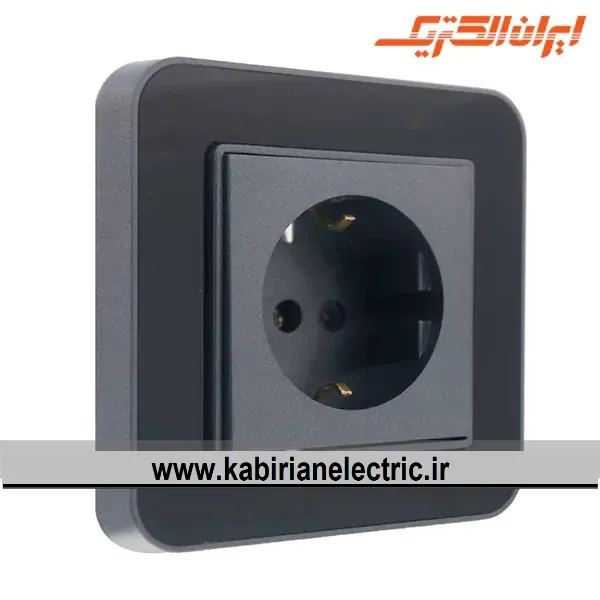 KB-000442 پریز برق ارت سرامیک ارس زغال سنگی زه مشکی ایران الکتریک - تصویر 1