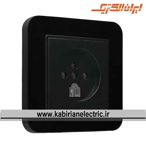 KB-000545 پریز تلفن دو کاره ارس مشکی زه مشکی ایران الکتریک - تصویر 1