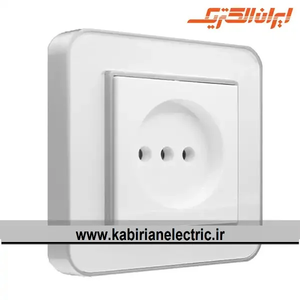 KB-000684 پریز برق ساده ارس نقره ای زه سفید میا ن سفید ایران الکتریک - تصویر 1
