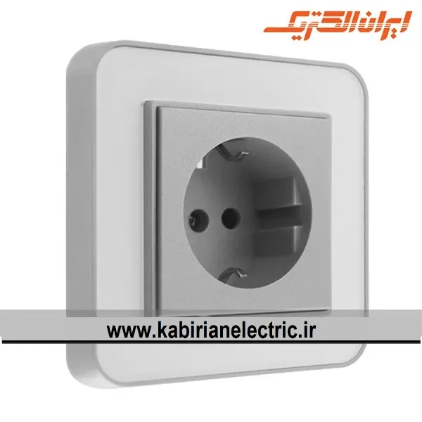 KB-000717 پریز برق ارتدار ارس نقره ای زه سفید میان نقره ای ایران الکتریک - تصویر 1
