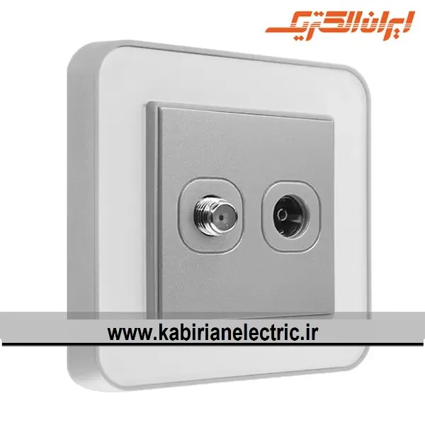 KB-000729 پریز آنتن دوتایی -TV-SAT ارس نقره ای زه سفید میان نقره ای ایران الکتریک - تصویر 1