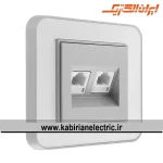 سوکت تلفن دوتایی ارس نقره ای زه سفید میان نقره ای ایران الکتریک