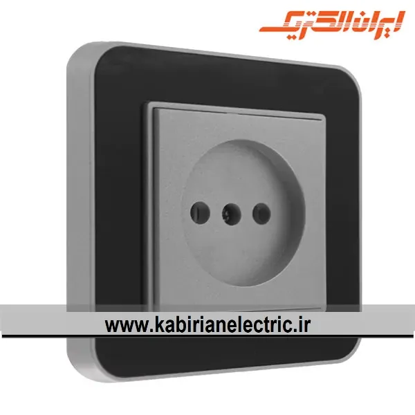 KB-000740 پریز برق ساده ارس نقره ای زه مشکی میان نقره ای ایران الکتریک - تصویر 1