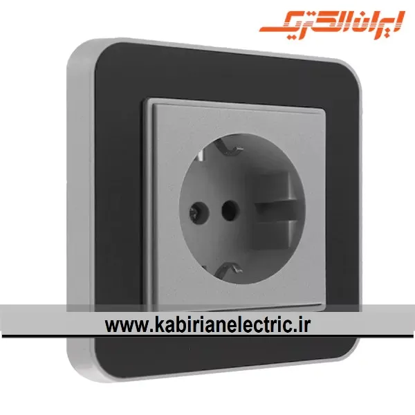 KB-000745 پریز برق ارتدار ارس نقره ای زه مشکی میان نقره ای ایران الکتریک - تصویر 1