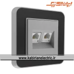 سوکت تلفن دوتایی ارس نقره ای زه مشکی میان نقره ای ایران الکتریک