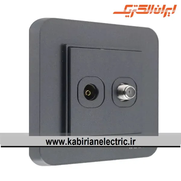 KB-000813 پریز آنتن دوتایی -TV-SAT ارس زغال سنگی ایران الکتریک - تصویر 1
