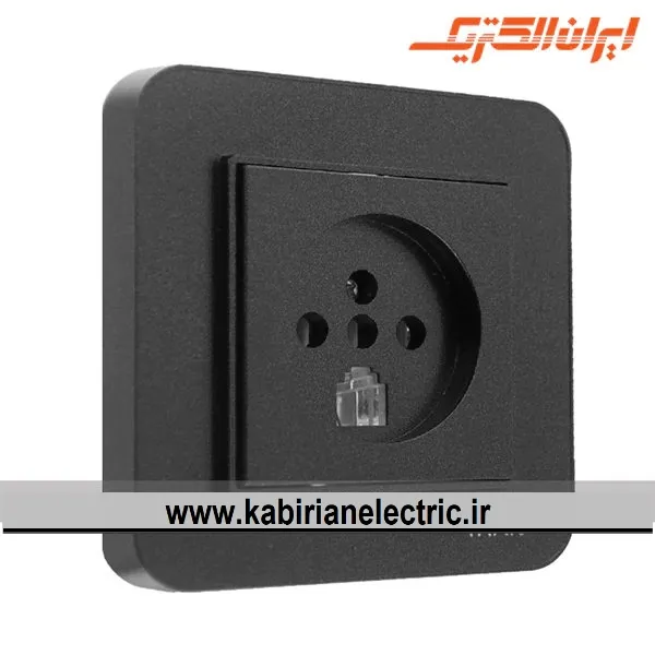 KB-000830 پریز تلفن دوکاره ارس مشکی ایران الکتریک - تصویر 1