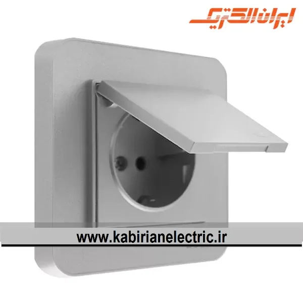 KB-000866 پریز برق ارت دربدار ارس نقره ای ایران الکتریک - تصویر 1