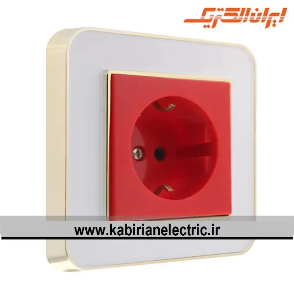 KB-000916 پریز برق UPS ارس متال طلایی زه سفید میان سفید ایران الکتریک - تصویر 1