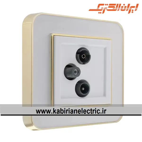KB-000933 پریز آنتن RD-SAT-TV ارس متال طلایی زه سفید میان سفید ایران الکتریک - تصویر 1