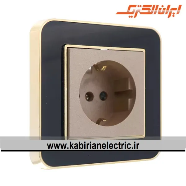 KB-000941 پریز برق ارتدار ارس متال طلایی زه مشکی میان بژ ایران الکتریک - تصویر 1