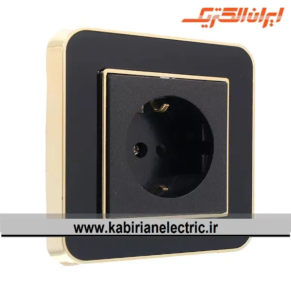 KB-000969 پریز برق ارتدار ارس متال طلایی زه مشکی میان مشکی ایران الکتریک - تصویر 1