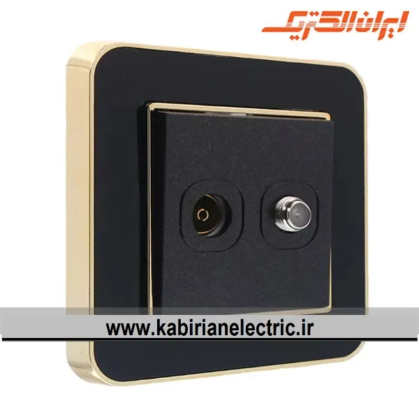 KB-000981 پریز آنتن دوتایی TV-SAT ارس متال طلایی زه مشکی میان مشکی ایران الکتریک - تصویر 1