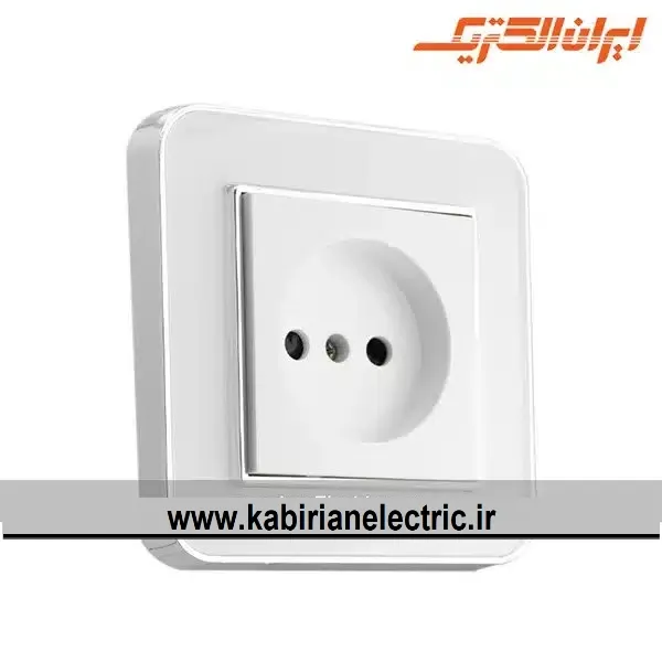 KB-000992 پریز برق ساده ارس متال سیلور زه سفید میان سفید ایران الکتریک - تصویر 1