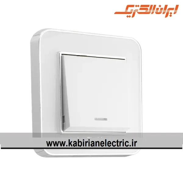 KB-000993 کلید تک پل ارس متال سیلور زه سفید میان سفید ایران الکتریک - تصویر 1