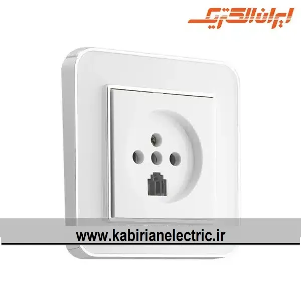 KB-000998 پریز تلفن دو کاره ارس متال سیلور زه سفید میان سفید ایران الکتریک - تصویر 1