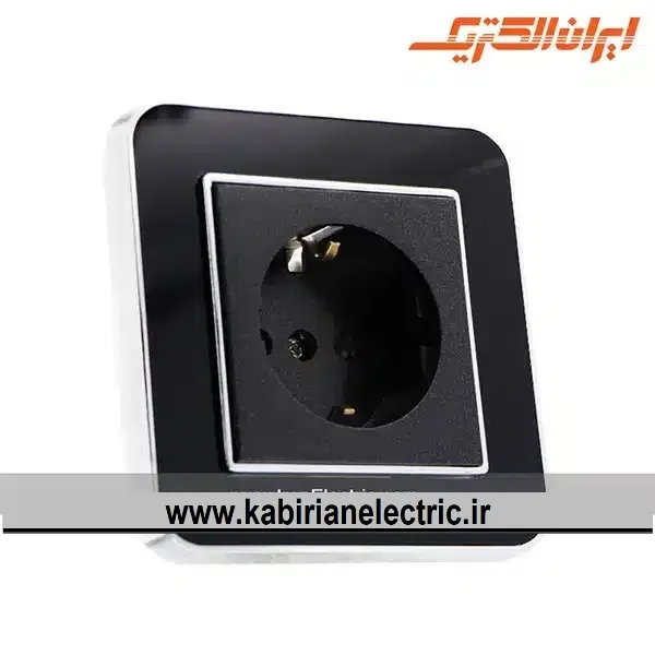 KB-001063 پریز برق ارت سرامیک ارس متال سیلور زه مشکی میان مشکی ایران الکتریک - تصویر 1