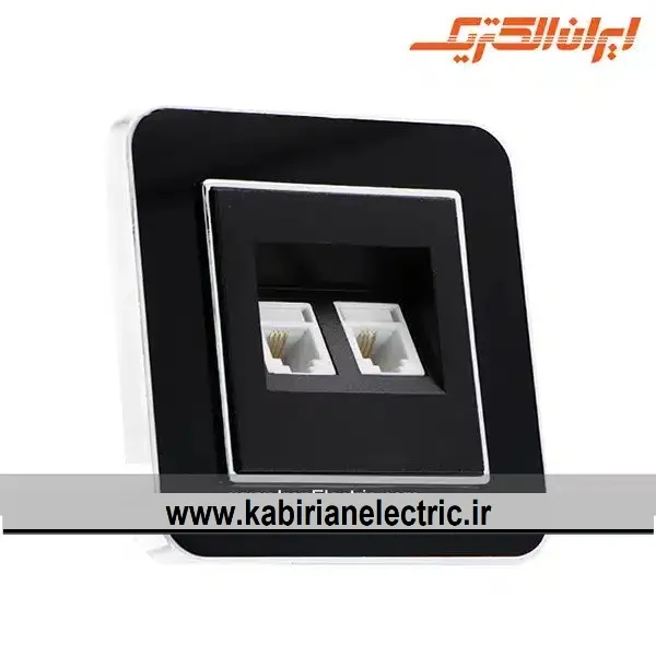 KB-001068 سوکت تلفن دوتایی ارس متال سیلور زه مشکی میان مشکی ایران الکتریک - تصویر 1