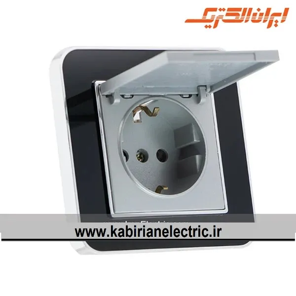 KB-001090 پریز برق ارت دربدار ارس متال سیلور زه مشکی میان نقره ای ایران الکتریک - تصویر 1