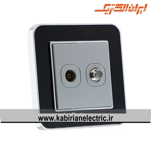 KB-001093 پریز آنتن دوتایی TV-SAT ارس متال سیلور زه مشکی میان نقره ای ایران الکتریک - تصویر 1