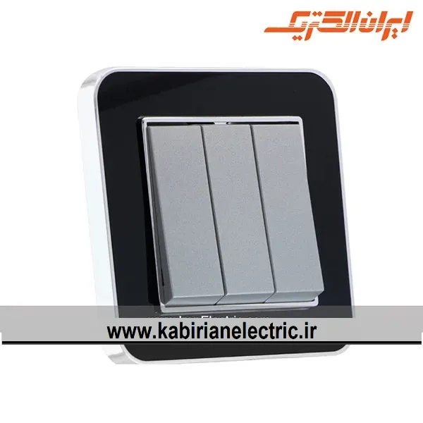 KB-001095 کلید سه پل ارس متال سیلور زه مشکی میان نقره ای ایران الکتریک - تصویر 1