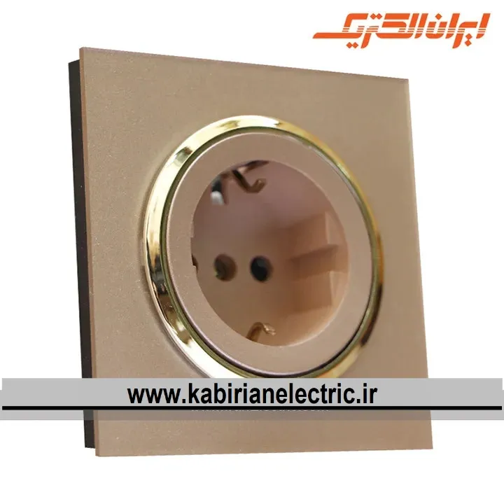 KB-001109 پریز برق ارتدار اسپادانا متال بژ زه طلایی ایران الکتریک - تصویر 1