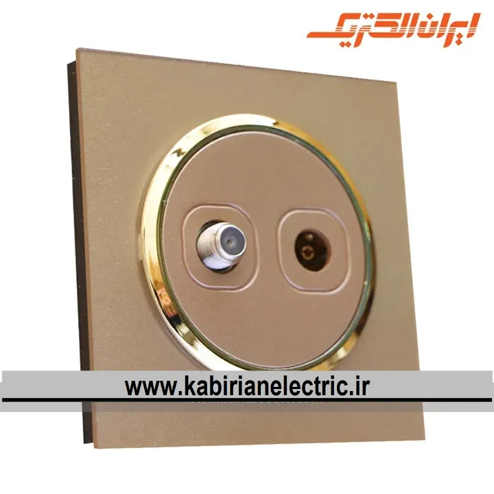 KB-001120 پریز آنتن دوتایی TV-SAT اسپادانا متال بژ زه طلایی ایران الکتریک - تصویر 1