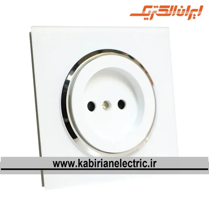 KB-001131 پریز برق ساده اسپادانا متال سفید زه سیلور ایران الکتریک - تصویر 1