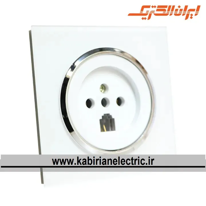 KB-001137 پریز تلفن دوکاره اسپادانا متال سفید زه سیلور ایران الکتریک - تصویر 1