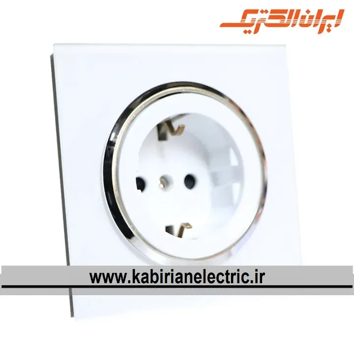 KB-001145 پریز برق ارت سرامیک اسپادانا متال سفید زه سیلور ایران الکتریک - تصویر 1