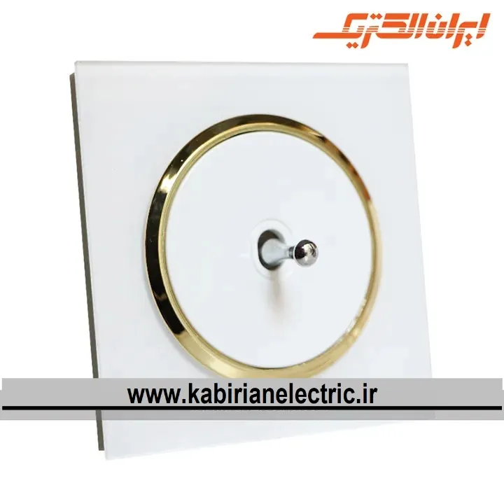 KB-001171 کلید تبدیل اهرمی اسپادانا متال سفید زه طلایی ایران الکتریک - تصویر 1