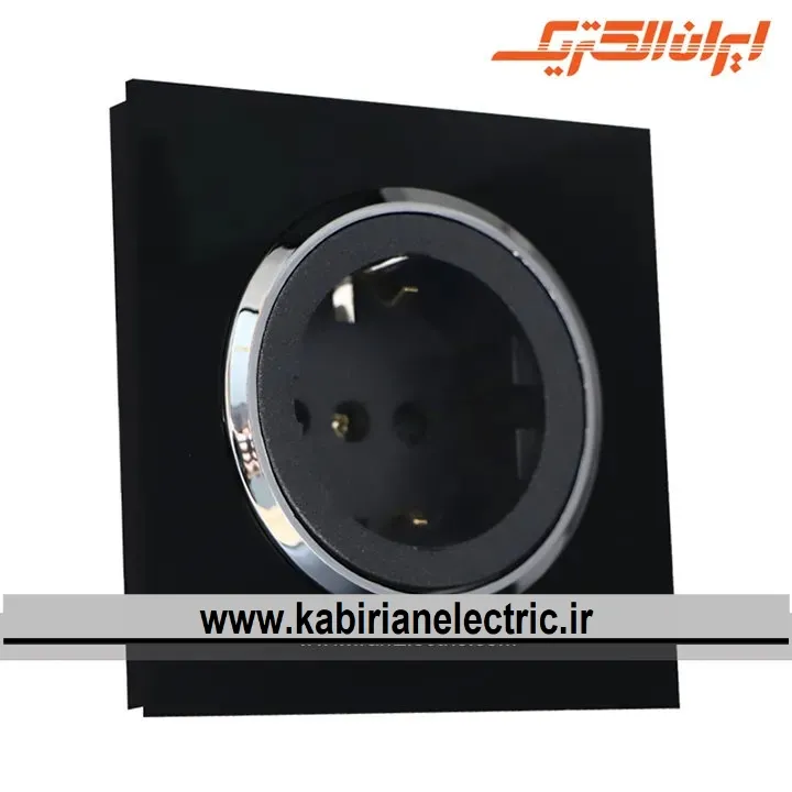 KB-001190 پریز برق ارتدار اسپادانا متال مشکی زه سیلور ایران الکتریک - تصویر 1