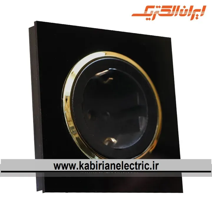 KB-001217 پریز برق ارتدار اسپادانا متال مشکی زه طلایی ایران الکتریک - تصویر 1