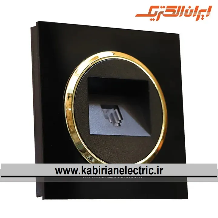KB-001221 سوکت تلفن اسپادانا متال مشکی زه طلایی ایران الکتریک - تصویر 1