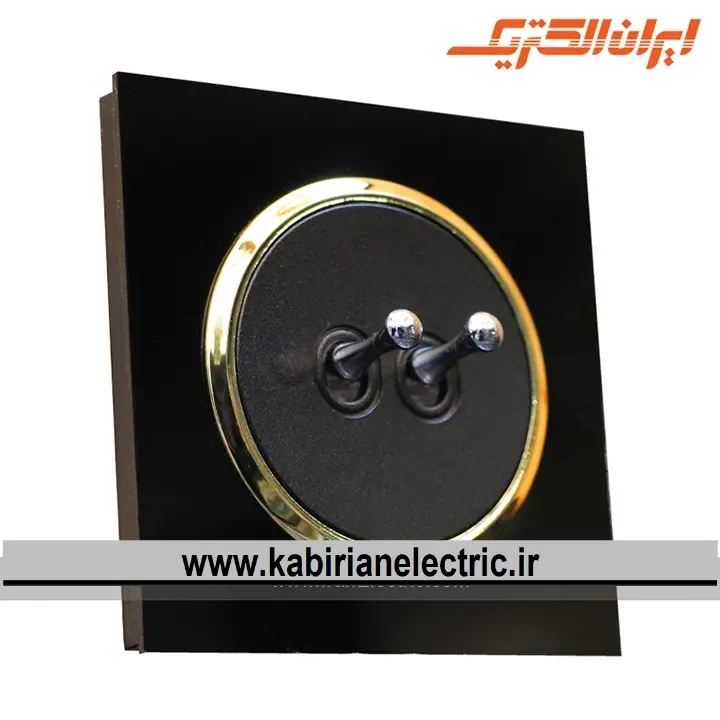 KB-001229 کلید دو پل اهرمی اسپادانا متال مشکی زه طلایی ایران الکتریک - تصویر 1