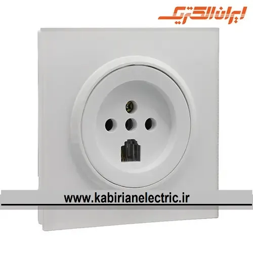 KB-001272 پریز تلفن دوکاره اسپادانا سفید زه سفید ایران الکتریک - تصویر 1