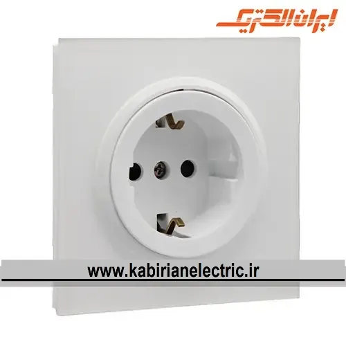 KB-001280 پریز برق ارت سرامیک اسپادانا سفید زه سفید ایران الکتریک - تصویر 1