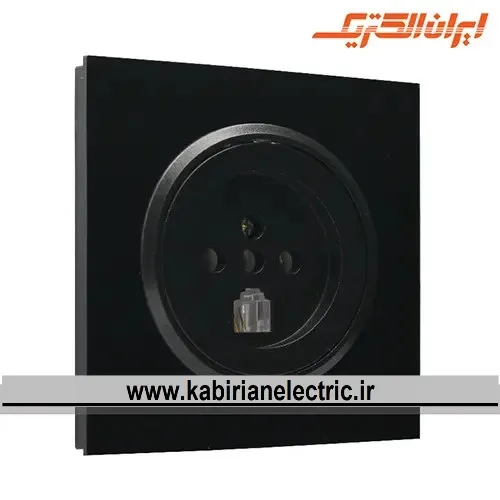 KB-001299 پریز تلفن دوکاره اسپادانا مشکی زه مشکی ایران الکتریک - تصویر 1
