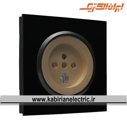 KB-001326 پریز تلفن دوکاره اسپادانا مشکی میان بژ ایران الکتریک - تصویر 1