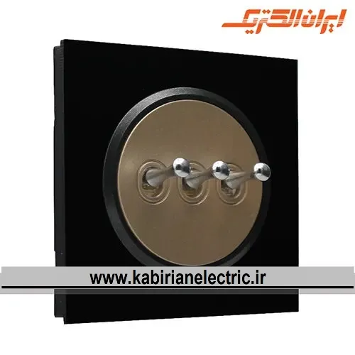 KB-001342 کلید سه پل اهرمی اسپادانا مشکی میان بژ ایران الکتریک - تصویر 1