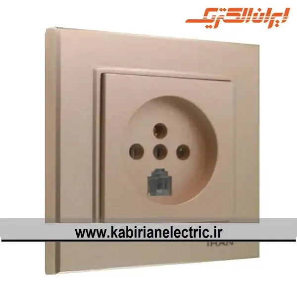 KB-001403 پریز تلفن دوکاره برلیان بژ ایران الکتریک - تصویر 1