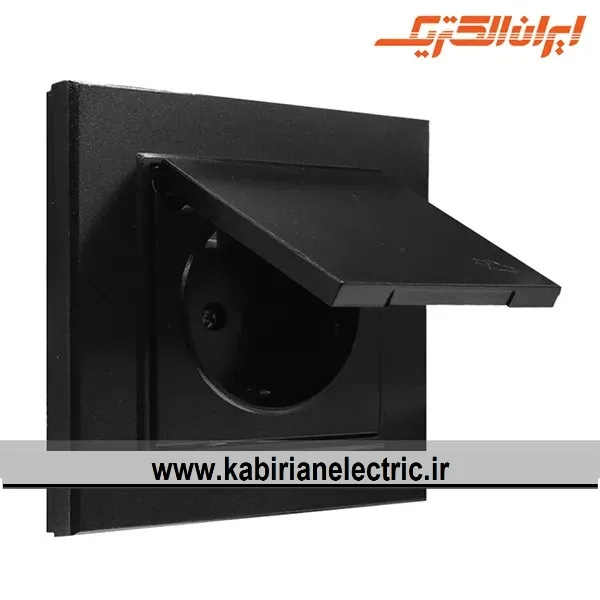 KB-001468 پریز برق ارت دربدار برلیان مشکی ایران الکتریک - تصویر 1