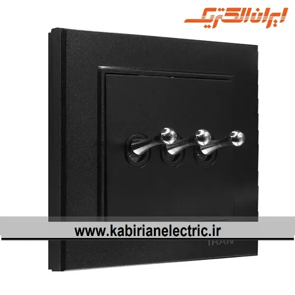 KB-001476 کلید سه پل اهرمی برلیان مشکی ایران الکتریک - تصویر 1