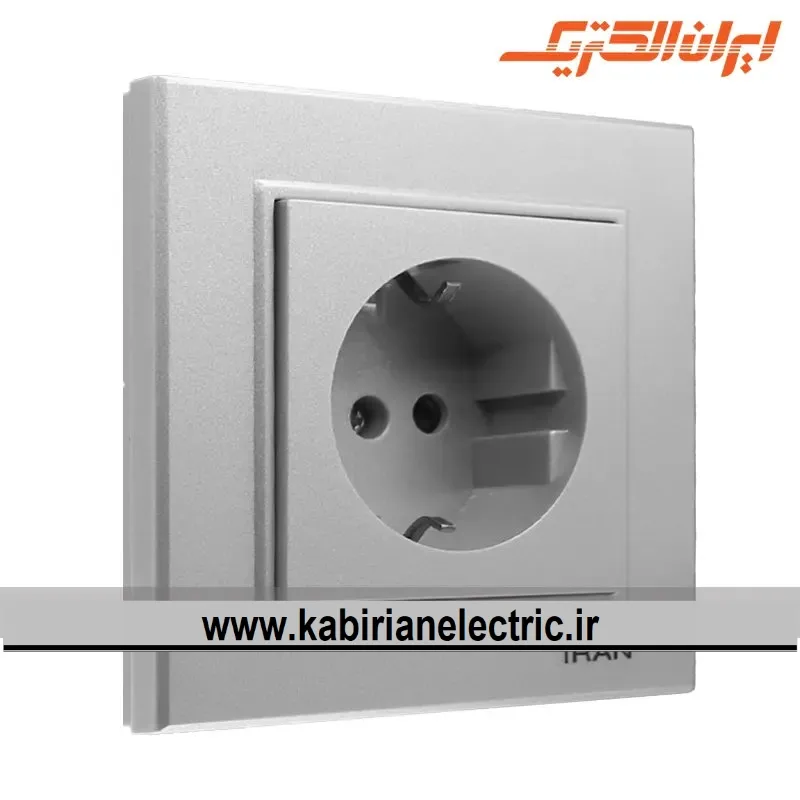 KB-001495 پریز برق ارت سرامیک برلیان نقره ای ایران الکتریک - تصویر 1