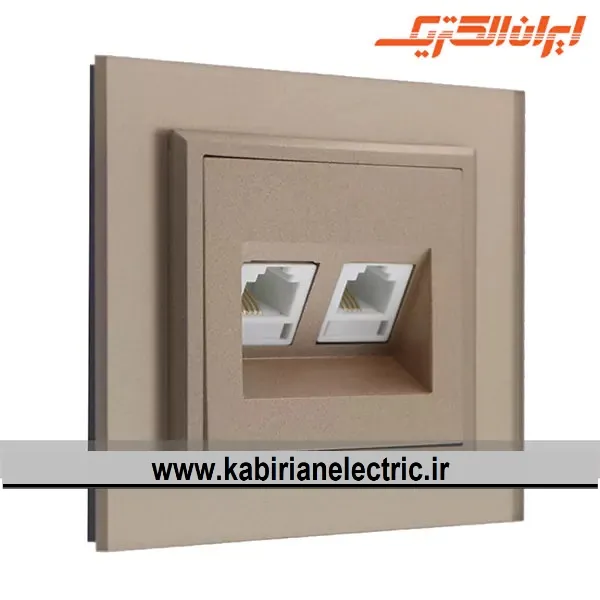 KB-001529 سوکت تلفن دوتایی برلیان پلکسی بژ ایران الکتریک - تصویر 1
