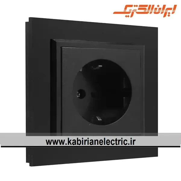 KB-001542 پریز برق ارتدار برلیان پلکسی مشکی ایران الکتریک - تصویر 1