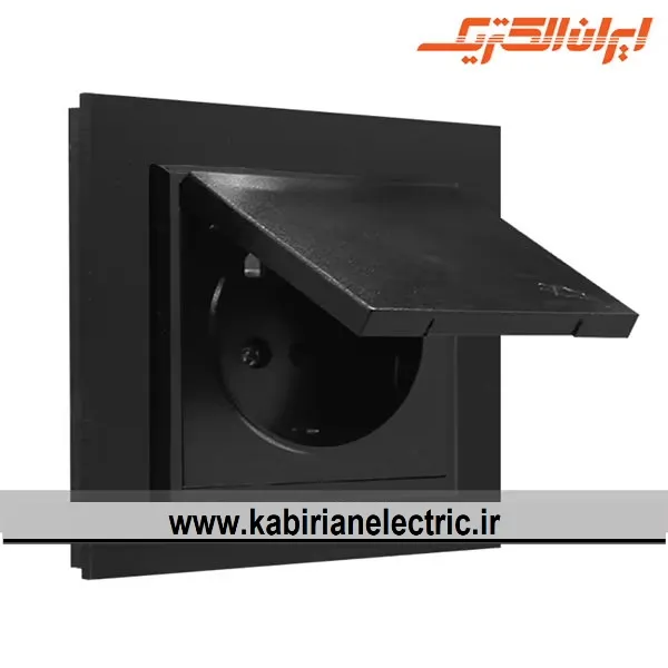 KB-001552 پریز برق ارت دربدار برلیان پلکسی مشکی ایران الکتریک - تصویر 1