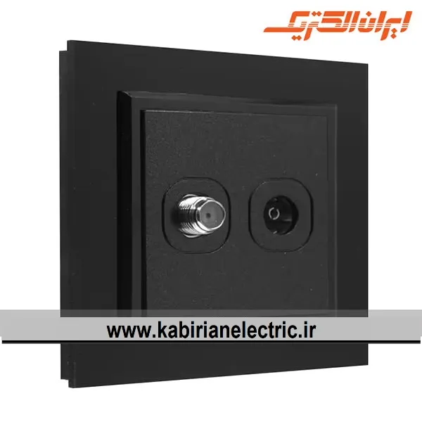 KB-001554 پریز آنتن دوتایی TV-SAT برلیان پلکسی مشکی ایران الکتریک - تصویر 1