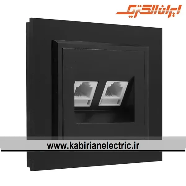 KB-001557 سوکت تلفن دوتایی برلیان پلکسی مشکی ایران الکتریک - تصویر 1